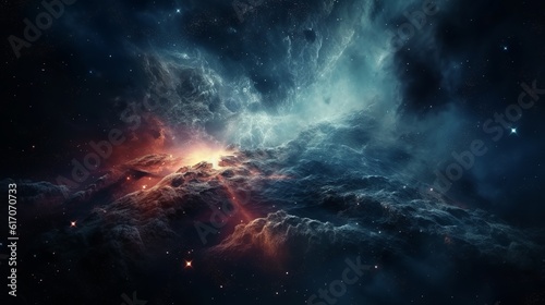 Deep space. Science fiction wallpaper, planets, stars, galaxies and nebulas, Generative Ai