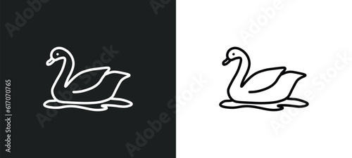 swan line icon in white and black colors. swan flat vector icon from swan collection for web, mobile apps and ui.