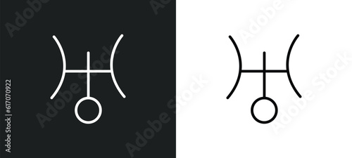 uranus line icon in white and black colors. uranus flat vector icon from uranus collection for web, mobile apps and ui.