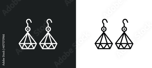 dangling earrings line icon in white and black colors. dangling earrings flat vector icon from dangling earrings collection for web, mobile apps and ui.