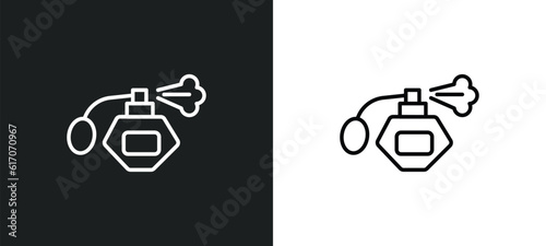 parfum bottle line icon in white and black colors. parfum bottle flat vector icon from parfum bottle collection for web, mobile apps and ui.