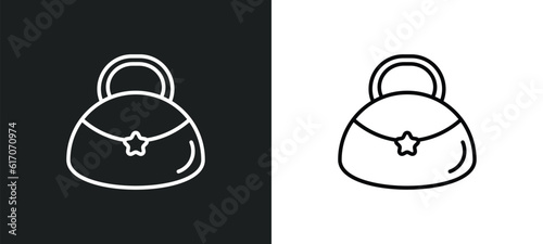 hobo shoulder bag line icon in white and black colors. hobo shoulder bag flat vector icon from hobo shoulder bag collection for web, mobile apps and ui.