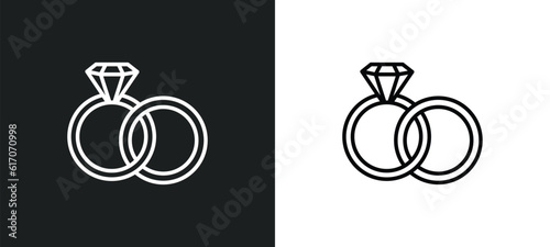 engagement ring line icon in white and black colors. engagement ring flat vector icon from engagement ring collection for web, mobile apps and ui.