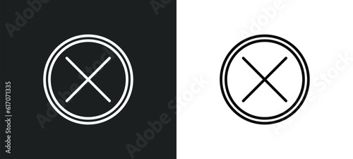 cancel line icon in white and black colors. cancel flat vector icon from cancel collection for web, mobile apps and ui.