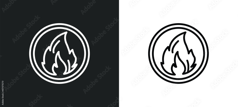 round flame line icon in white and black colors. round flame flat vector icon from round flame collection for web, mobile apps and ui. round flame line icon in white and black colors. round flame flat vector icon from round flame collection for web, mobile apps and ui.