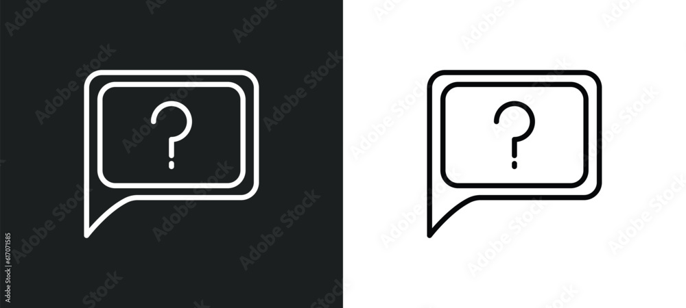 question message line icon in white and black colors. question message flat vector icon from question message collection for web, mobile apps and ui. question message line icon in white and black colors. question message flat vector icon from question message collection for web, mobile apps and ui.