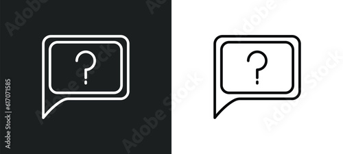 question message line icon in white and black colors. question message flat vector icon from question message collection for web, mobile apps and ui.