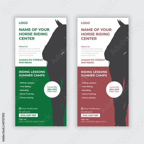 Horseback riding lesson Dl flyer template or Horse Farm Rack Card/dl flyer, poster, leaflet Template Horse riding lessons advertisement Rack Card/dl flyer/poster/leaflet Template
