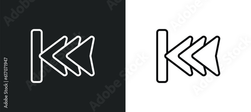 backward track line icon in white and black colors. backward track flat vector icon from backward track collection for web, mobile apps and ui.