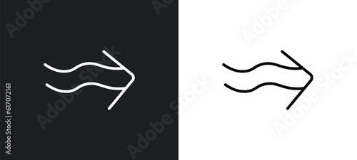 undulating arrow line icon in white and black colors. undulating arrow flat vector icon from undulating arrow collection for web, mobile apps and ui.
