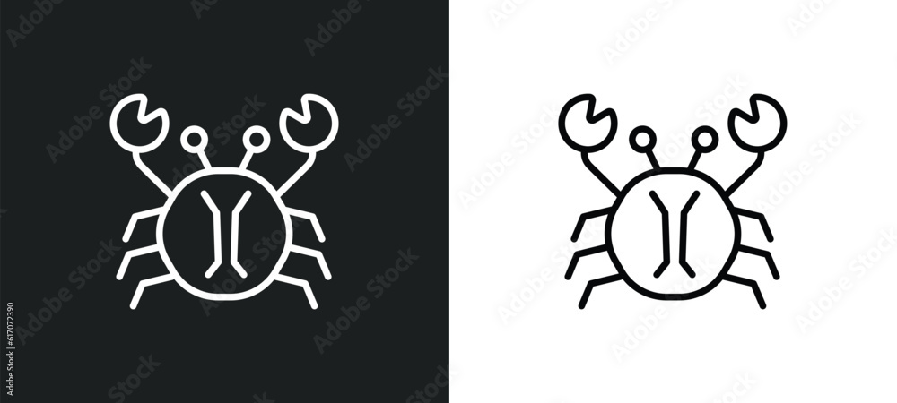 crab line icon in white and black colors. crab flat vector icon from crab collection for web, mobile apps and ui.