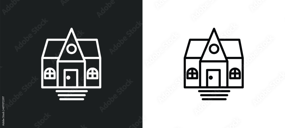 bungalow line icon in white and black colors. bungalow flat vector icon from bungalow collection for web, mobile apps and ui.