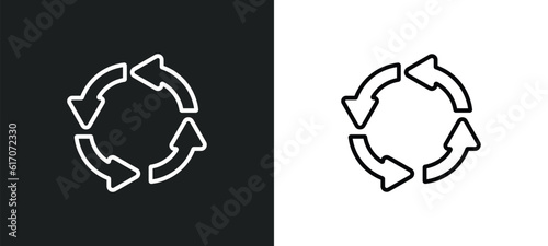 circular arrow line icon in white and black colors. circular arrow flat vector icon from circular arrow collection for web, mobile apps and ui.