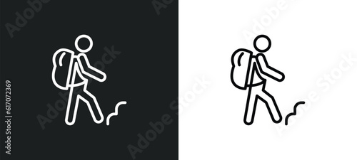 backpacker line icon in white and black colors. backpacker flat vector icon from backpacker collection for web, mobile apps and ui.