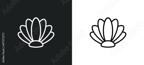 shell line icon in white and black colors. shell flat vector icon from shell collection for web, mobile apps and ui.