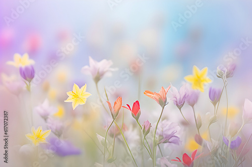 Beautiful colourful bloomed flower field  summer soft background.