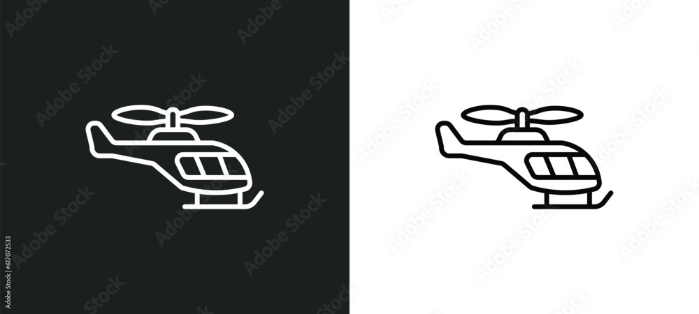 small helicopter line icon in white and black colors. small helicopter flat vector icon from small helicopter collection for web, mobile apps and ui. small helicopter line icon in white and black colors. small helicopter flat vector icon from small helicopter collection for web, mobile apps and ui.
