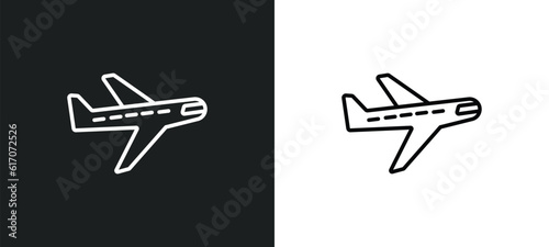 planes line icon in white and black colors. planes flat vector icon from planes collection for web, mobile apps and ui.