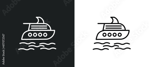 luxury yacht line icon in white and black colors. luxury yacht flat vector icon from luxury yacht collection for web, mobile apps and ui.
