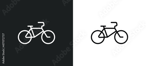 bicycle line icon in white and black colors. bicycle flat vector icon from bicycle collection for web, mobile apps and ui.