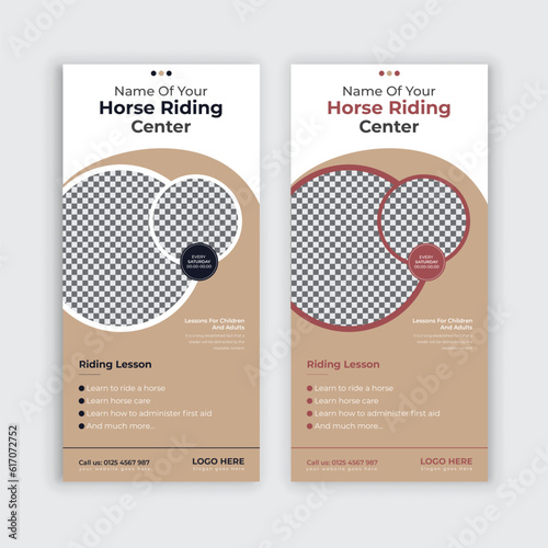 Horseback riding lesson Dl flyer template or Horse Farm Rack Card/dl flyer, poster, leaflet Template Horse riding lessons advertisement Rack Card/dl flyer/poster/leaflet Template