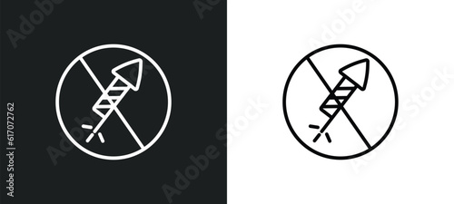 no fireworks line icon in white and black colors. no fireworks flat vector icon from no fireworks collection for web, mobile apps and ui.