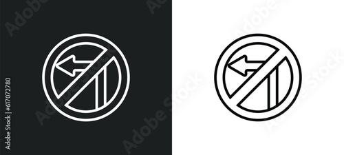no turn right line icon in white and black colors. no turn right flat vector icon from no turn right collection for web, mobile apps and ui.