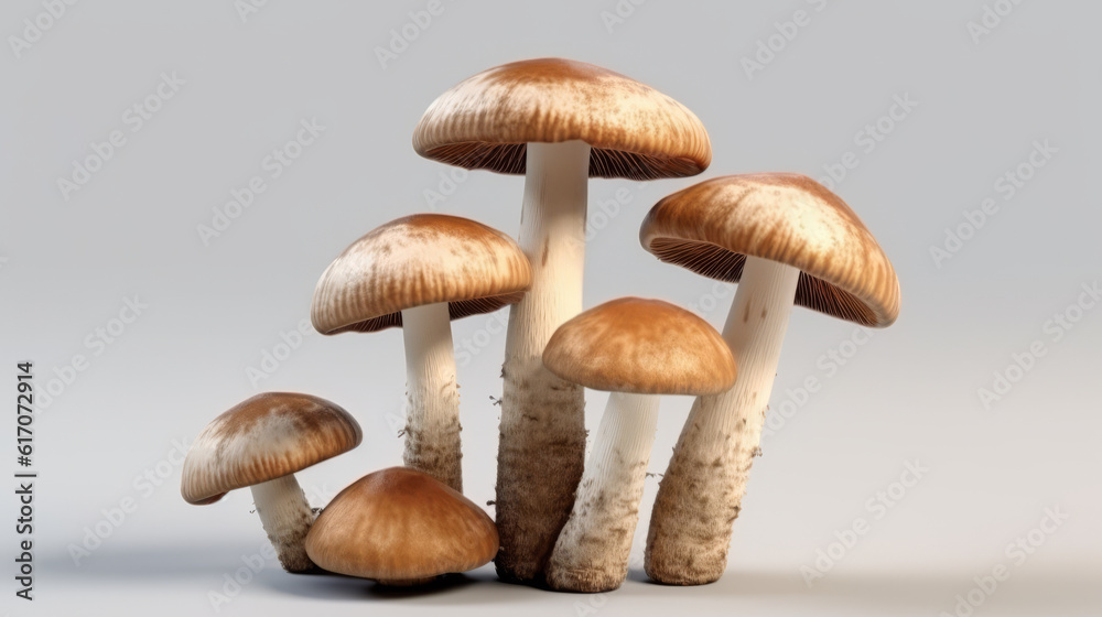 A variety of mushrooms arranged on a wooden tabletop
