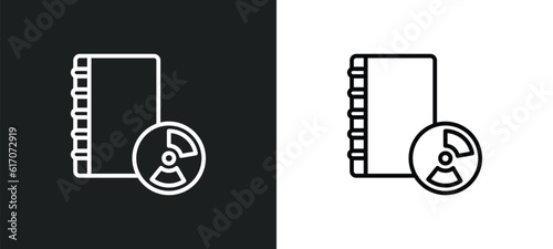 book with cd rom line icon in white and black colors. book with cd rom flat vector icon from book with cd rom collection for web, mobile apps and ui.
