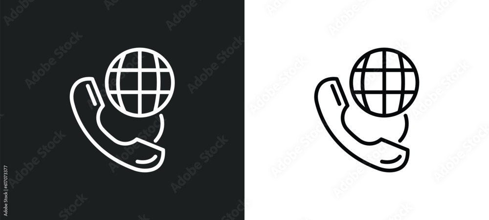 international call line icon in white and black colors. international call flat vector icon from international call collection for web, mobile apps and ui. international call line icon in white and black colors. international call flat vector icon from international call collection for web, mobile apps and ui.