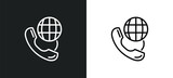 international call line icon in white and black colors. international call flat vector icon from international call collection for web, mobile apps and ui.