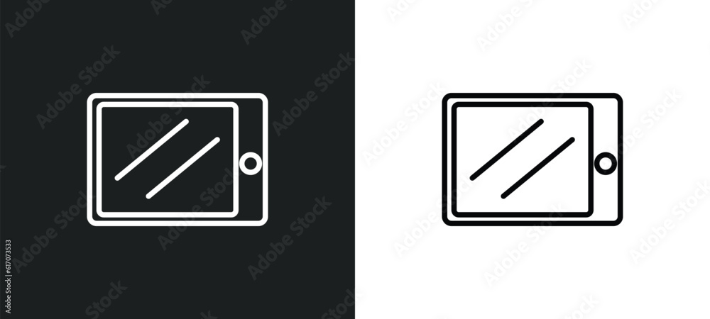 horizontal tablet line icon in white and black colors. horizontal tablet flat vector icon from horizontal tablet collection for web, mobile apps and ui. horizontal tablet line icon in white and black colors. horizontal tablet flat vector icon from horizontal tablet collection for web, mobile apps and ui.