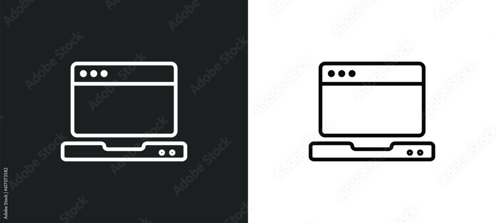 open laptop line icon in white and black colors. open laptop flat vector icon from open laptop collection for web, mobile apps and ui. open laptop line icon in white and black colors. open laptop flat vector icon from open laptop collection for web, mobile apps and ui.