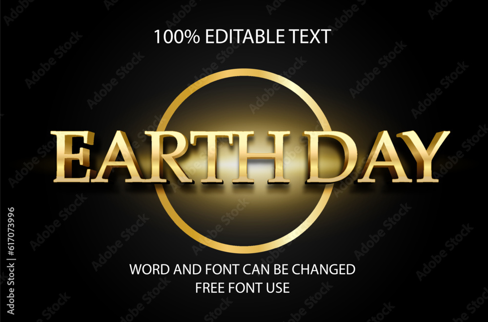 Vector 3d text effect design earth day.