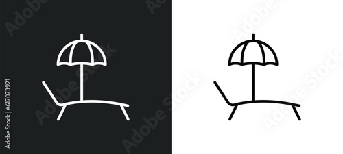 beach chair line icon in white and black colors. beach chair flat vector icon from beach chair collection for web, mobile apps and ui.