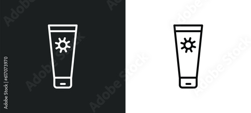 sun cream line icon in white and black colors. sun cream flat vector icon from sun cream collection for web, mobile apps and ui.