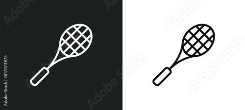 rackets line icon in white and black colors. rackets flat vector icon from rackets collection for web, mobile apps and ui.