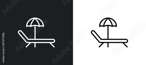 sunbed line icon in white and black colors. sunbed flat vector icon from sunbed collection for web, mobile apps and ui.
