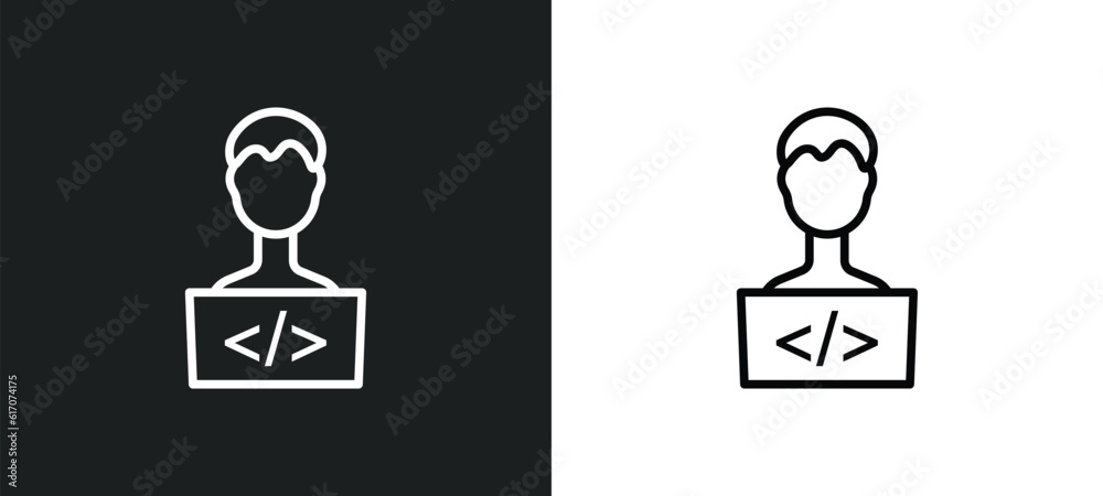 programmer line icon in white and black colors. programmer flat vector icon from programmer collection for web, mobile apps and ui. programmer line icon in white and black colors. programmer flat vector icon from programmer collection for web, mobile apps and ui.