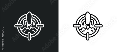 mission line icon in white and black colors. mission flat vector icon from mission collection for web, mobile apps and ui.