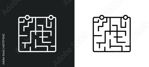 strategy in a labyrinth line icon in white and black colors. strategy in a labyrinth flat vector icon from strategy a labyrinth collection for web, mobile apps and ui.