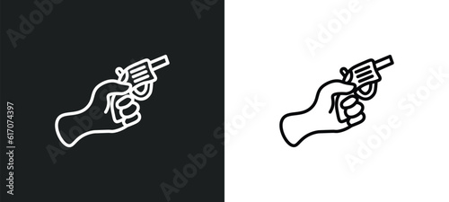 starting gun line icon in white and black colors. starting gun flat vector icon from starting gun collection for web, mobile apps and ui.