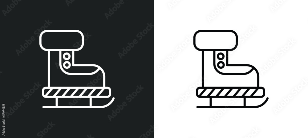 ski boots line icon in white and black colors. ski boots flat vector icon from ski boots collection for web, mobile apps and ui. ski boots line icon in white and black colors. ski boots flat vector icon from ski boots collection for web, mobile apps and ui.