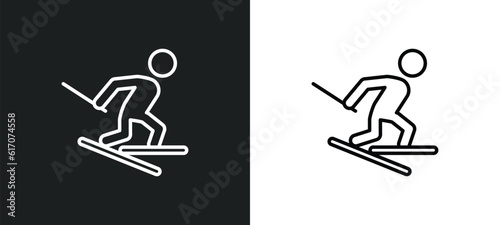 slalom line icon in white and black colors. slalom flat vector icon from slalom collection for web, mobile apps and ui.