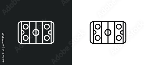 hockey arena line icon in white and black colors. hockey arena flat vector icon from hockey arena collection for web, mobile apps and ui.