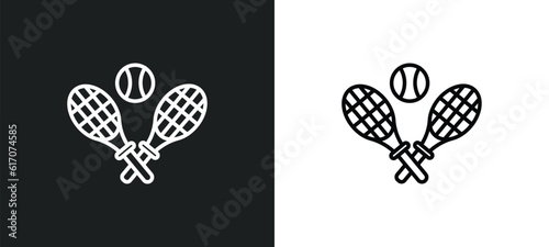 tennis game line icon in white and black colors. tennis game flat vector icon from tennis game collection for web, mobile apps and ui.