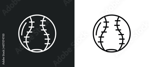 softball line icon in white and black colors. softball flat vector icon from softball collection for web, mobile apps and ui.
