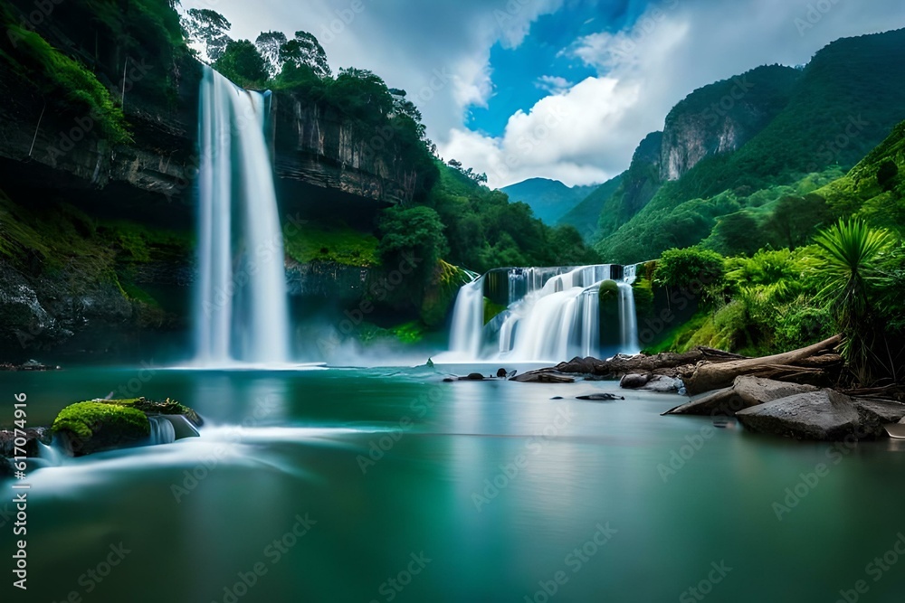 waterfall in plitvice national park generated by AI