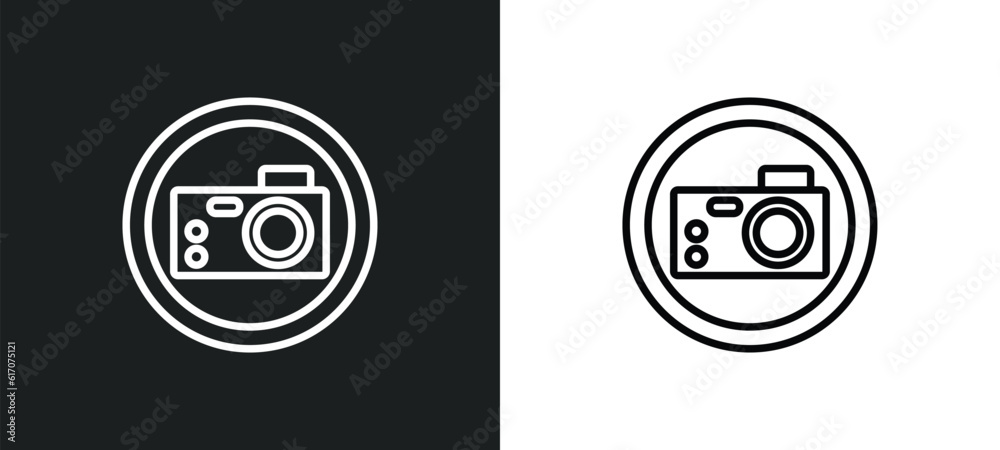 camera line icon in white and black colors. camera flat vector icon from camera collection for web, mobile apps and ui. camera line icon in white and black colors. camera flat vector icon from camera collection for web, mobile apps and ui.