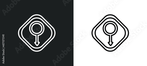 male gender line icon in white and black colors. male gender flat vector icon from male gender collection for web, mobile apps and ui.